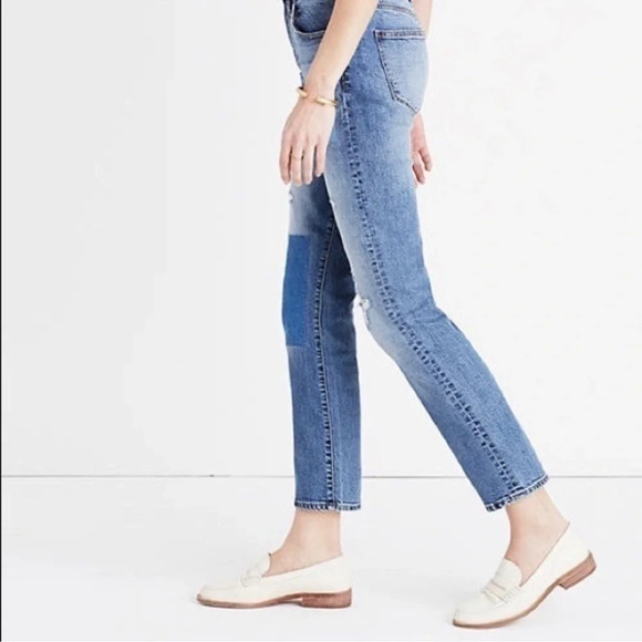 Madewell Cruiser Straight Crop Jeans in Patched Up Edition Size 27 - Picture 2 of 12